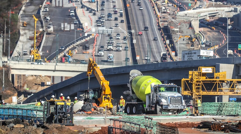 The new I-285 interchange at Ga. 400 continues to change with new detours and ramps as the project continues. Most work is done at night and on weekends. (John Spink / John.Spink@ajc.com)