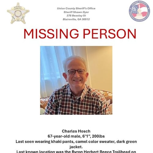 This missing person sign for Charles Hosch is being circulated by the Union County Sheriff's Office on Facebook. (Courtesy photo)