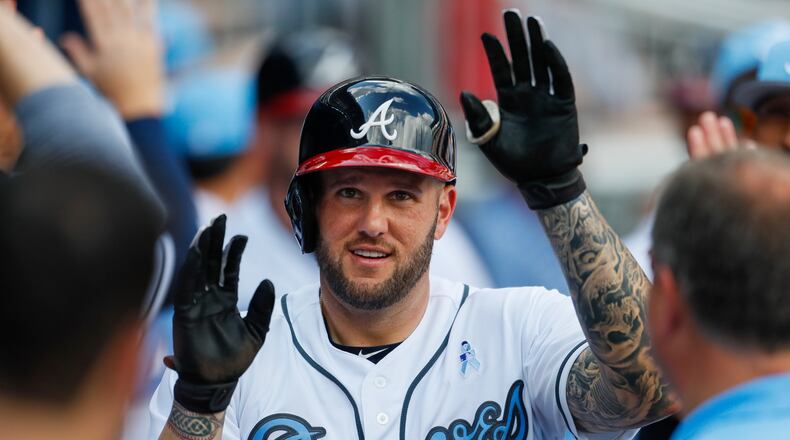 Matt Adams (pictured became a non-tendered free agent. He filled in well when Freddie Freeman was on the disabled list in 2017, but the Braves didn’t have a position for him 2018 and didn’t want to pay $4.5 million or more in arbitration. (AP Photo/Todd Kirkland)
