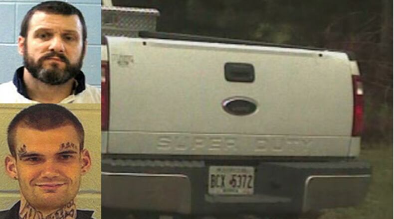 The two escaped inmates are believed to be in this white Ford F-250.