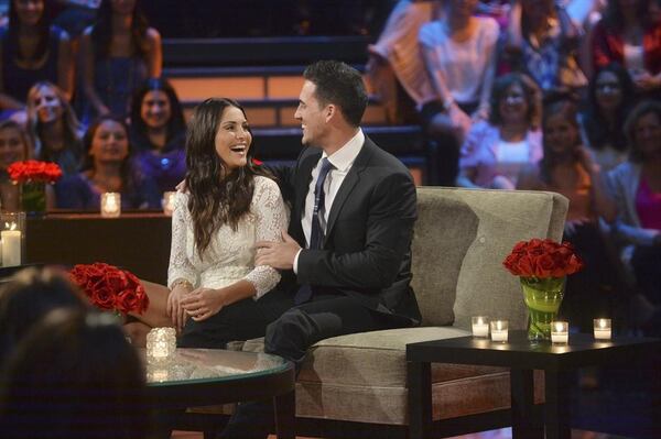 THE BACHELORETTE - "The Bachelorette: After the Final Rose" - Emotions ran high as Andi sat down with Chris Harrison, live, to talk about her two final bachelors from this season - Josh and Nick. Both men returned to sit with Andi and discuss the shocking outcome of the show and to discuss their relationships, on "The Bachelorette: After the Final Rose," MONDAY, JULY 28 (10:01-11:00 p.m., ET), on ABC. (ABC/Todd Wawrychuk) ANDI DORFMAN, JOSH MURRAY The couple were tight on the couch during the live airing of "After the Rose" on ABC Monday night. CREDIT: ABC