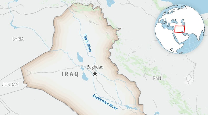 This is a locator map for Iraq with its capital, Baghdad. (AP Photo)