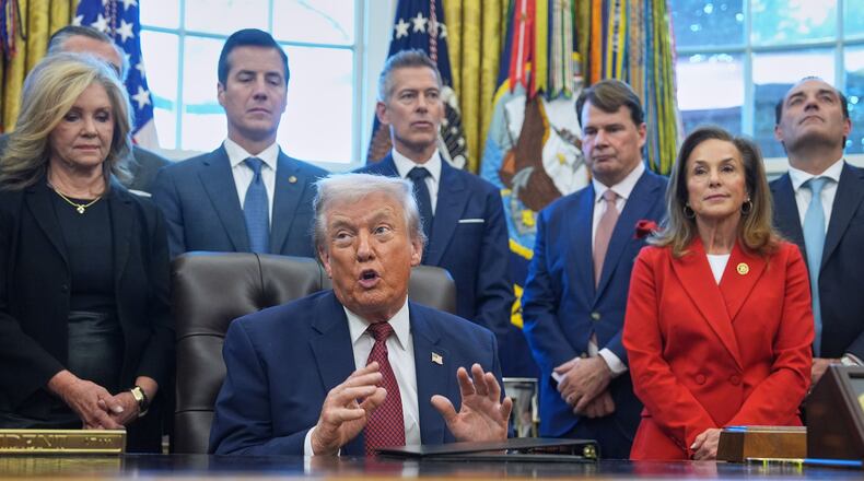 President Donald Trump speaks during an event on fuel economy standards in the Oval Office of the White House, Wednesday, Dec. 3, 2025, in Washington. (AP Photo/Evan Vucci)