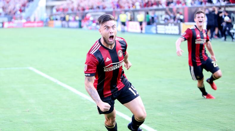 Go ahead and rejoice Tito Villalba, you just tied the game for Atlanta United in injury time. (Miguel Martinez/MundoHispanico)