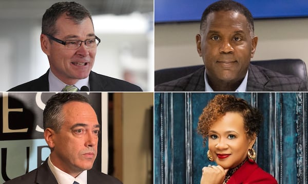 Public Service Commission candidates (top, left to right): Republicans Tim Echols and Fitz Johnson, and (bottom) Democrats Peter Hubbard and Alicia Johnson.