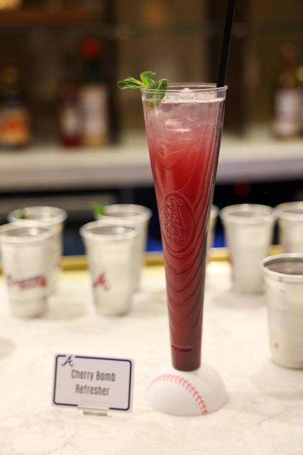The Cherry Bomb Refresher is one of the beverage offerings in the Delta Club. (Jason Getz/AJC)