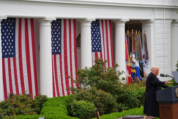 President Donald Trump speaks during an event to announce new tariffs in the Rose Garden of the White House, Wednesday, April 2, 2025, in Washington. (AP Photo/Evan Vucci)