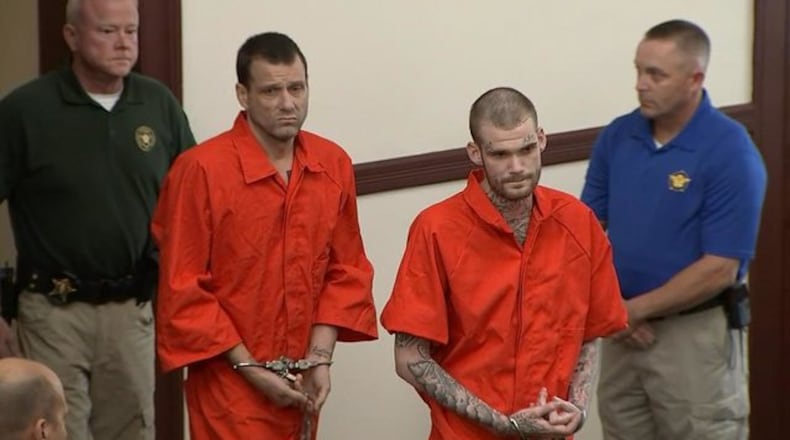 Capital defendants Donnie Rowe (left) and Ricky Dubose appear in court in Putnam County. They are charged with the murder of two correctional officers during an escape from a prison bus in 2017. (Bob Andres/bandres@ajc.com)