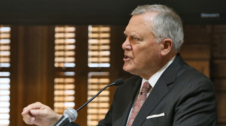 January 22, 2015 - Atlanta - Governor Nathan Deal addressed the Joint Appropriations Committees and outlined his plans for a broader criminal justice package, and defended his budget proposals. BOB ANDRES / BANDRES@AJC.COM Gov. Nathan Deal . Bob Andres, bandres@ajc.com