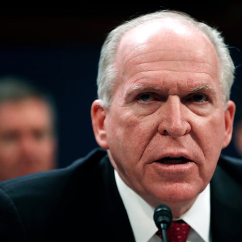 FILE - Former CIA Director John Brennan testifies on Capitol Hill in Washington, before the House Intelligence Committee Russia Investigation Task Force, May 23, 2017. (AP Photo/Pablo Martinez Monsivais, File)
