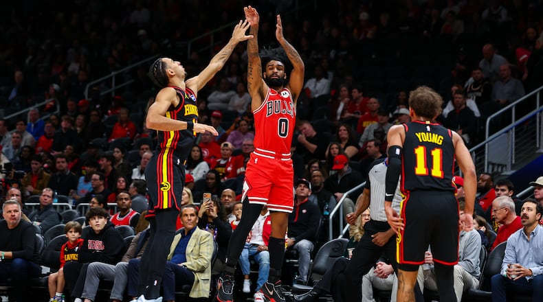 The Hawks lost their third straight game on Sunday to the Chicago Bulls, surrendering 152 points in the process. (Colin Hubbard/AP)