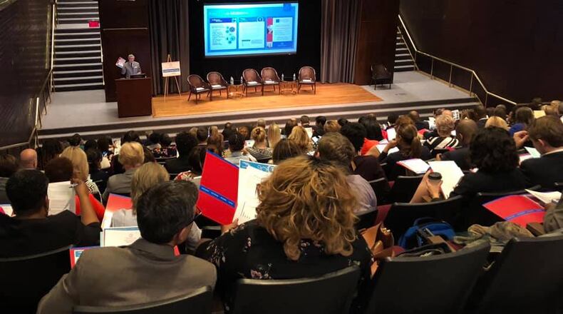 More than 200 people attended the Georgia Partnership for Excellence in Education's Critical Issues Forum on April 23, in Georgia-Pacific's downtown Atlanta auditorium. (MARLON A. WALKER / MARLON.WALKER@AJC.COM)