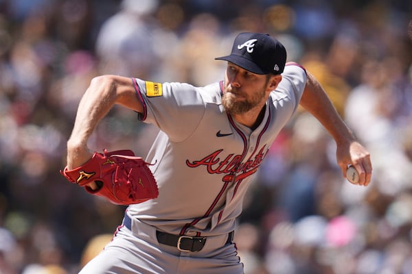 Braves pitcher Chris Sale during his opening day start in San Diego.
