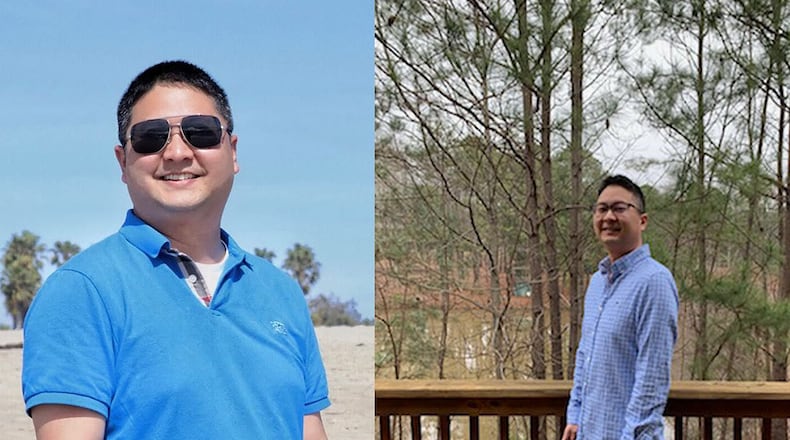 In the photo on the left, taken in April, Andy Kim weighed 190 pounds. In the photo on the right, taken this month, he weighed 153 pounds. (Photos contributed by Andy Kim)