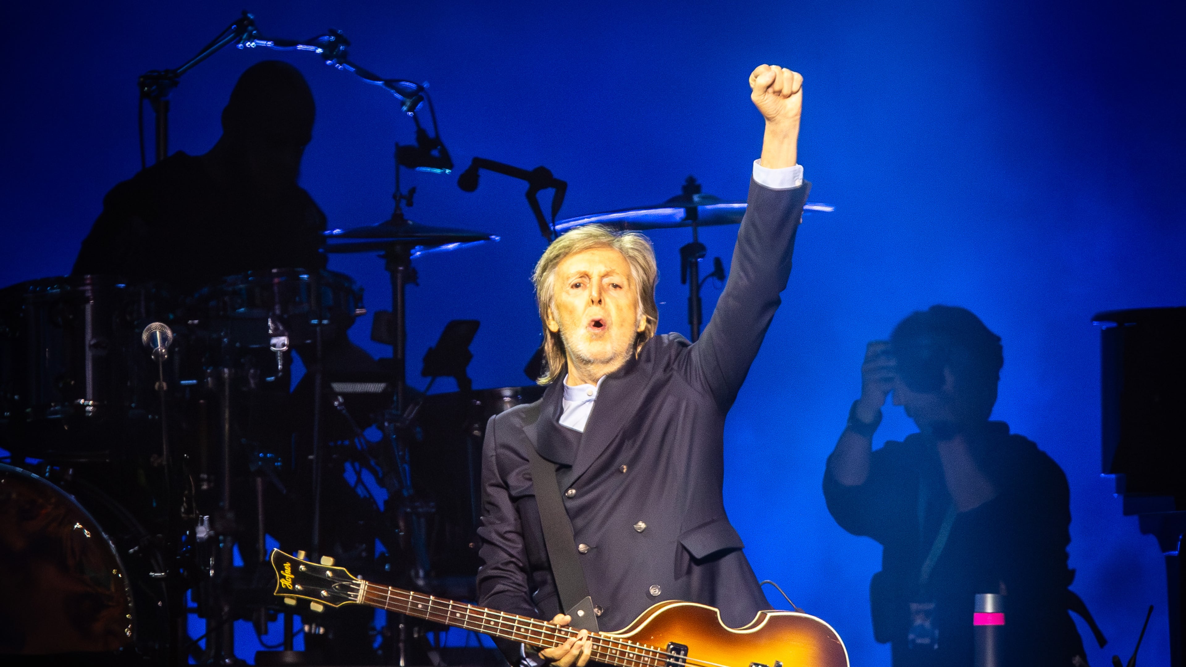 Paul McCartney plays to a nearly sold-out State Farm Arena in Atlanta on Sunday, Nov. 2, 2025, taking fans on a hit-filled journey spanning McCartney's decadeslong career. McCartney played for two hours and 30 minutes with a seven-piece band backing him. (Ryan Fleisher for the AJC)