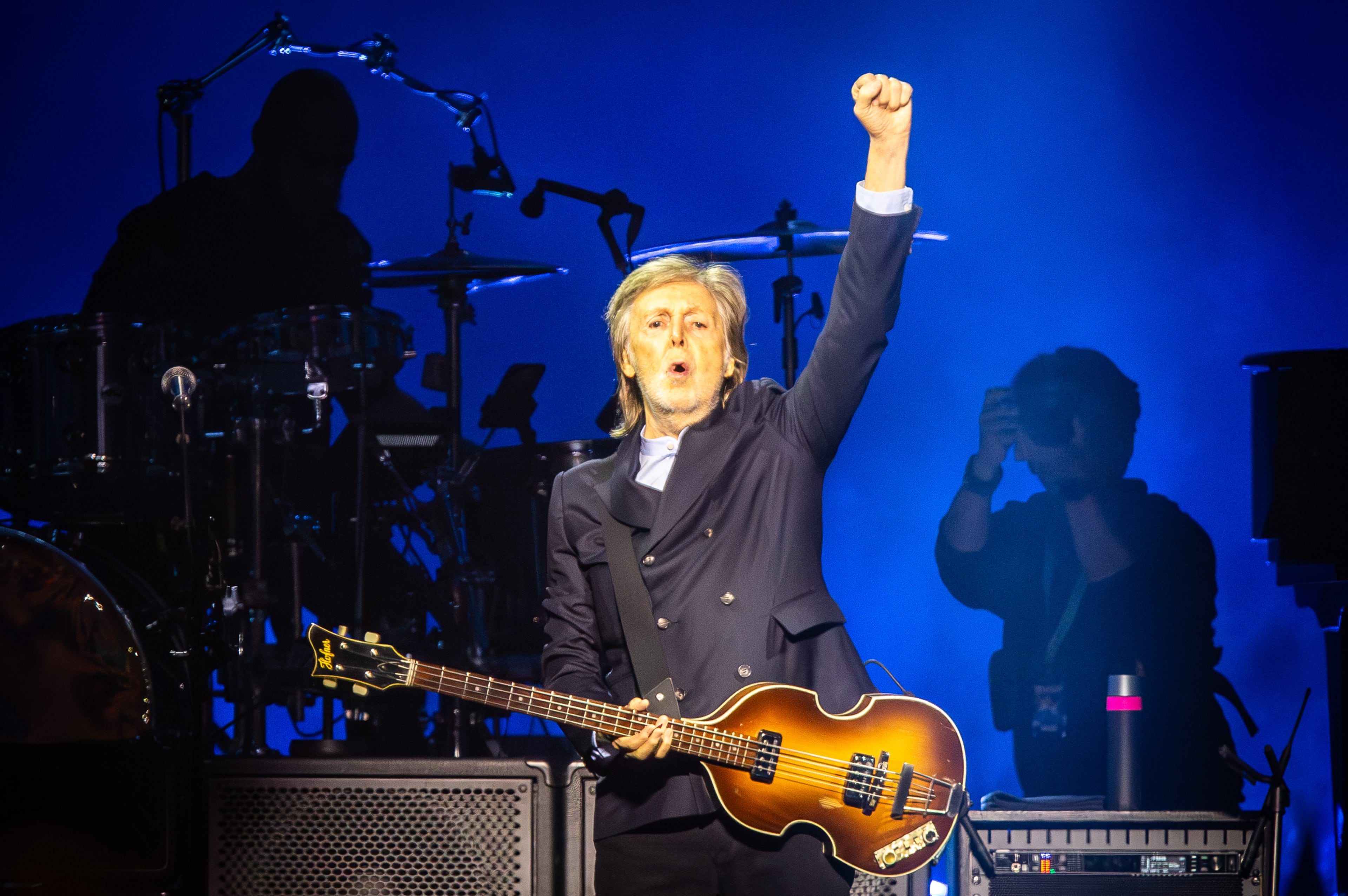 Paul McCartney plays to a nearly sold-out State Farm Arena in Atlanta on Sunday, Nov. 2, 2025, taking fans on a hit-filled journey spanning McCartney's decadeslong career. McCartney played for two hours and 30 minutes with a seven-piece band backing him. (Ryan Fleisher for the AJC)
