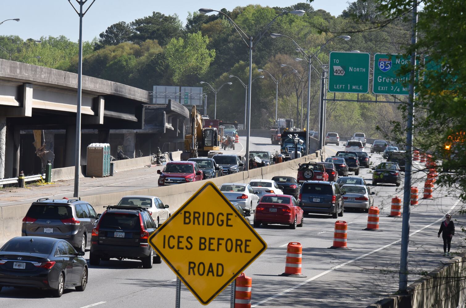 I-85 collapse aftermath April 1