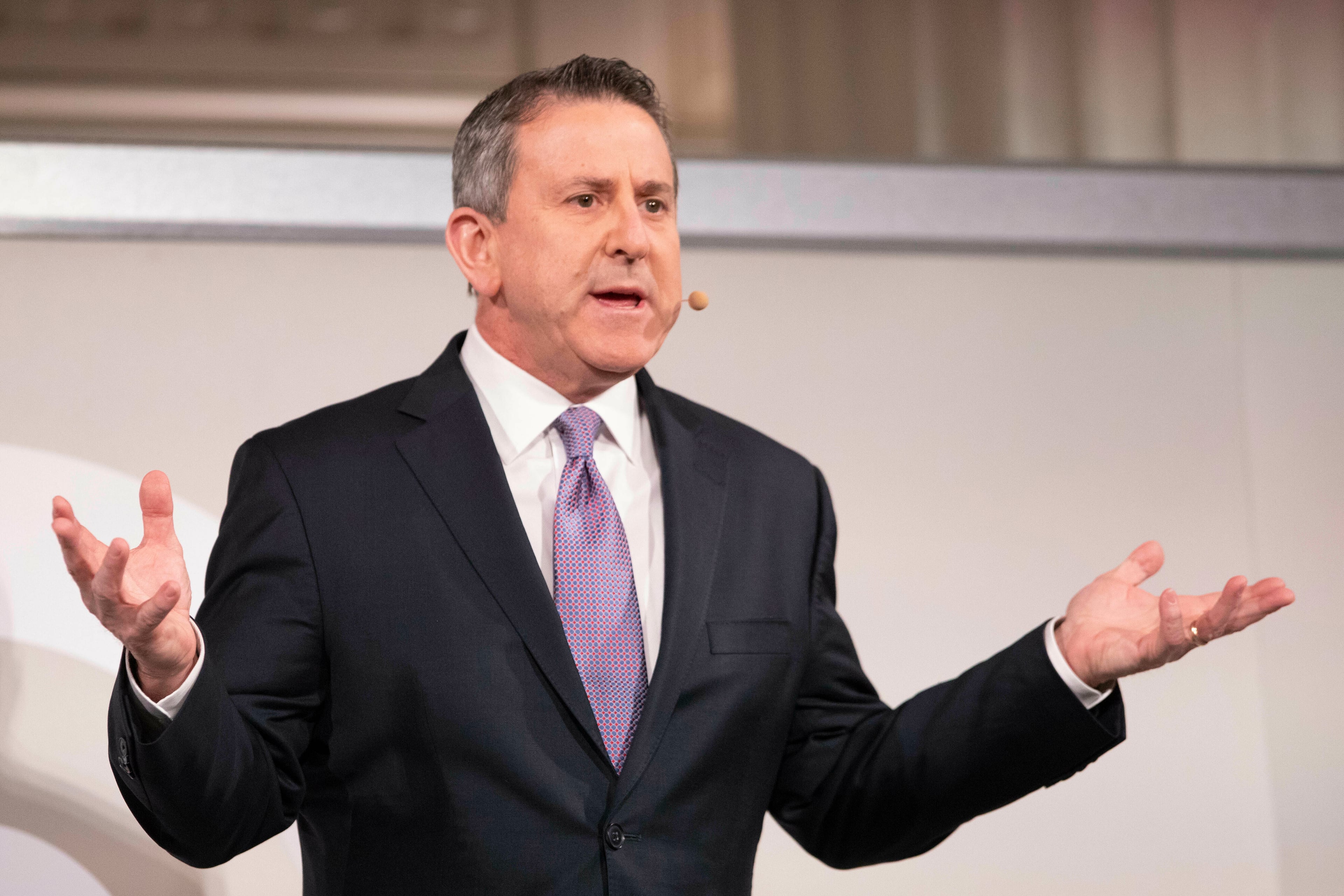 Brian Cornell, chairman of the board and CEO of Target, speaks at a financial community meeting, Tuesday, March 5, 2019, in New York. (Mark Lennihan/AP)