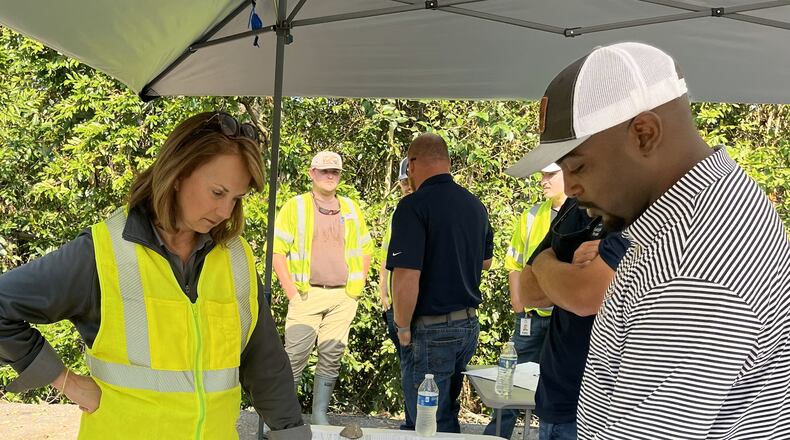 Georgia Power chief executive officer Kim Greene at a recovery site after Hurricane Helene tore a path of destruction through Georgia. (Photo courtesy of Georgia Power)