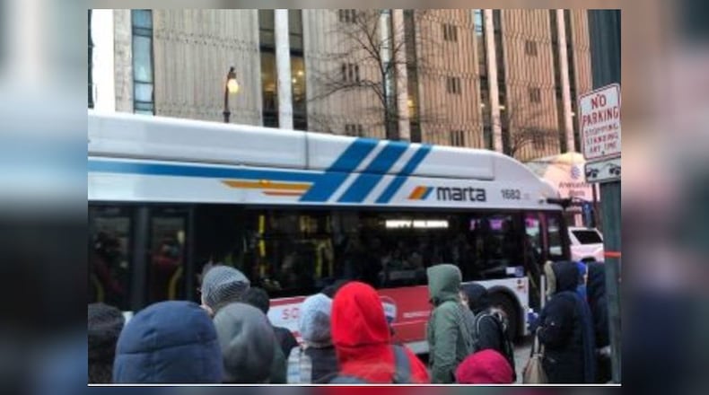 The incident at the North Avenue station has prompted bus bridges to be set up between the Peachtree Center (pictured) and Arts Center stations.