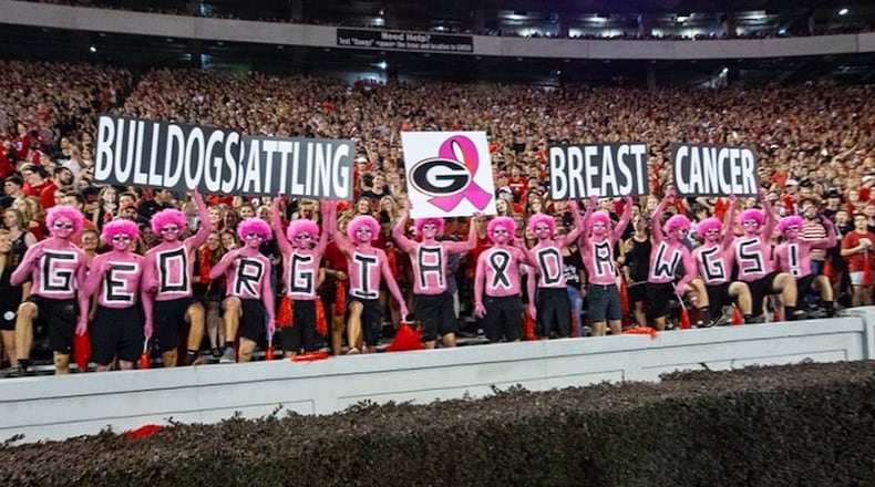 The UGA 'Spike Squad' got behind the 'Bulldogs Battle Breast Cancer' movement last October during Georgia's game against Vanderbilt at Sanford Stadium. (Photo provided by Dwight Standridge)