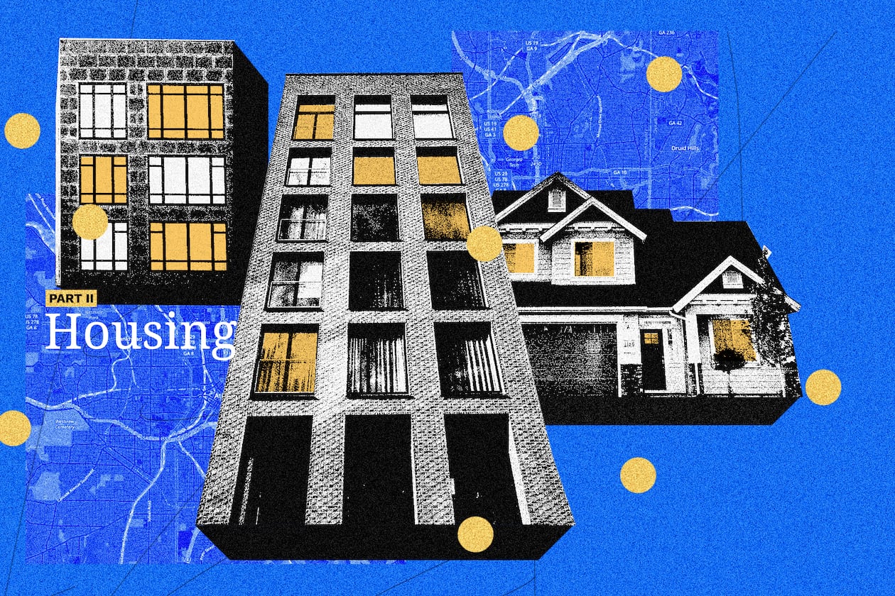 Georgia's General Assembly is considering Senate Bill 463, which would restrict corporate and out-of-state ownership of single-family rentals. (Photo Illustration: Philip Robibero/AJC | Source: Getty, Unsplash)