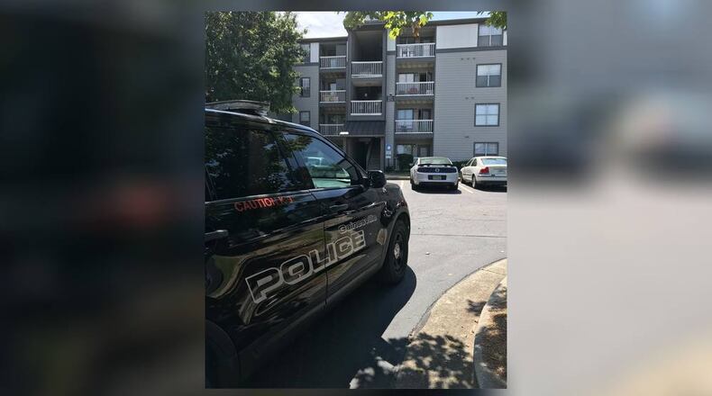 Gainesville police are searching for two men they say broke into an apartment Thursday afternoon and stabbed a man.