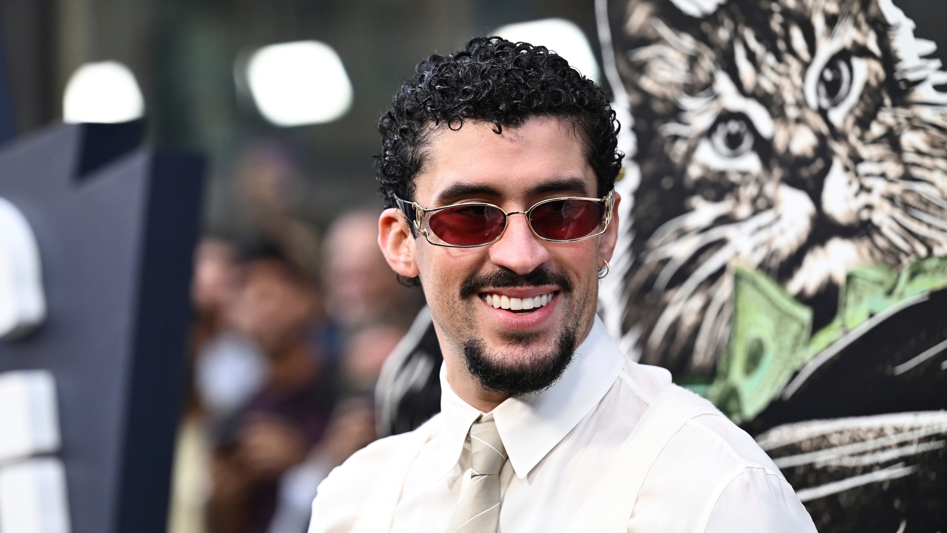 FILE - Benito Antonio Martinez Ocasio (aka Bad Bunny) appears at the premiere of "Caught Stealing" in New York on Aug. 26, 2025. (Photo by Evan Agostini/Invision/AP, File)