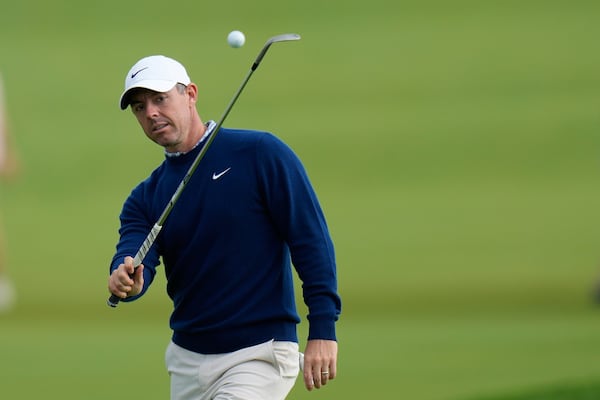 Rory McIlroy, of Northern Ireland, is seen during a practice round ahead of the U.S. Open golf tournament at Oakmont Country Club Tuesday, June 10, 2025, in Oakmont, Pa. (AP Photo/Seth Wenig)