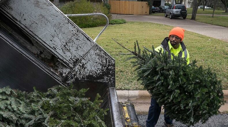 Christmas trees will be accepted for recycling from 9 a.m. to 3 p.m. Saturday, Jan. 5, at the Home Depot at 5300 Windward Parkway, Alpharetta. AJC FILE