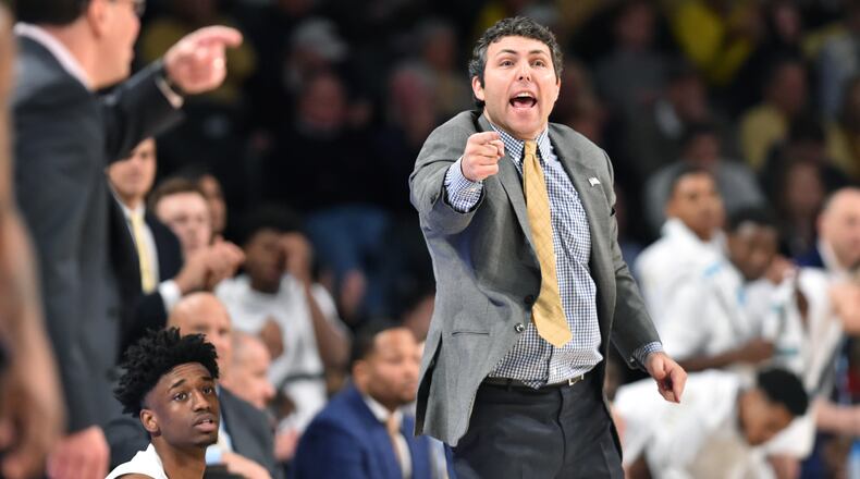 Shown here in 2018's first meeting, Tech's Josh Pastner and Georgia's Tom Crean (left) meet again Wednesday in Athens. HYOSUB SHIN / HSHIN@AJC.COM