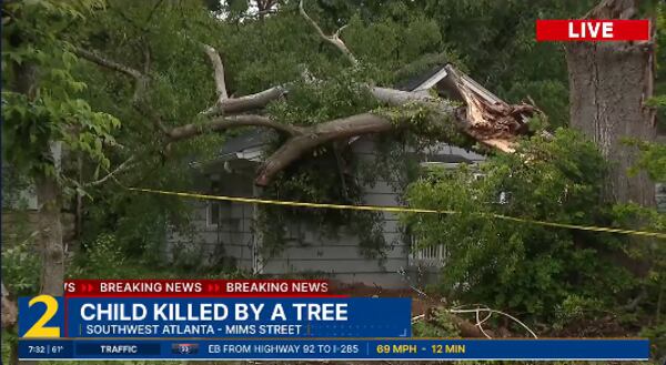 A 13-year-old girl in Atlanta died after a tree fell in the 1400 block of Mims Street, the fire department said.