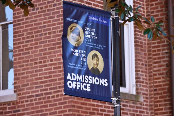 Views of signage for the admissions office dedicated to film director Spike Lee’s mother and grandmother at Spelman College on Monday, November 28, 2022. (Natrice Miller/natrice.miller@ajc.com)  