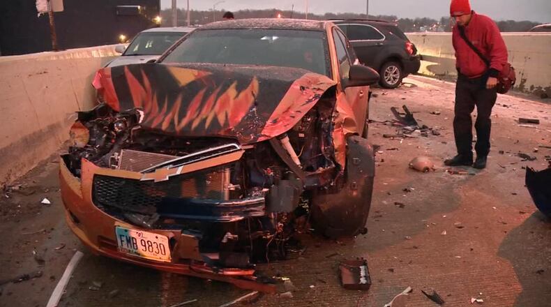Icy roads caused accidents in Youngstown, Ohio.