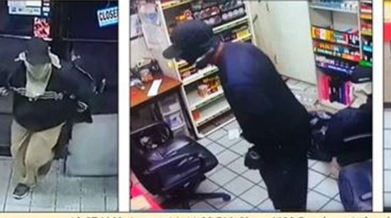 Gwinnett County police are searching for two burglars who have been targeting gas stations across the county.