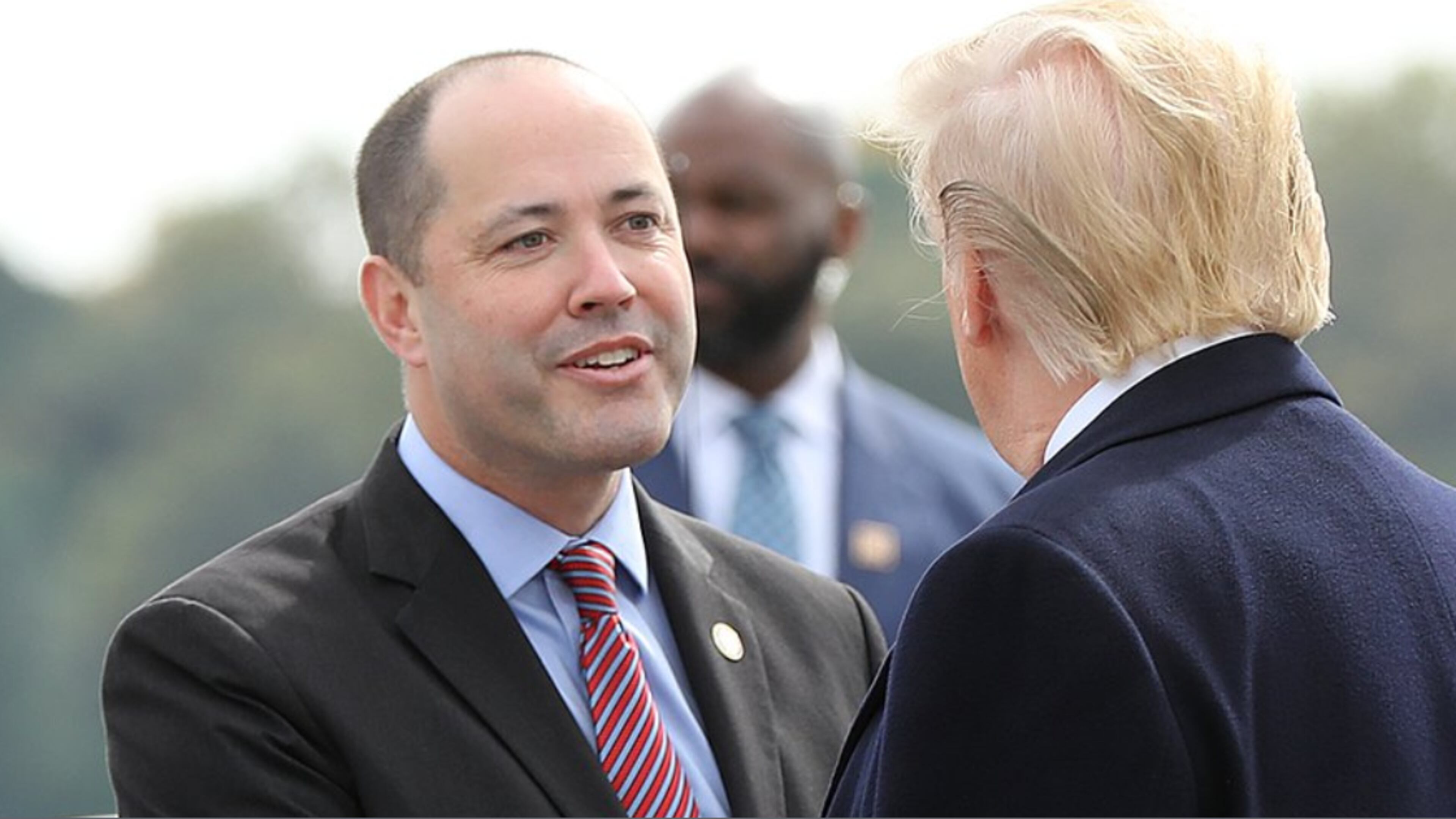 Attorney General Chris Carr greeted President Donald Trump after he arrived at Dobbins Air Reserve Base in 2019. (AJC file photo)