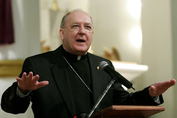 FILE - Bishop Kevin Farrell speaks at a news conference in Dallas, March 6, 2007, after being named by Pope Benedict XVI as the new head of the Roman Catholic Diocese of Dallas. (AP Photo/Ron Heflin, File)