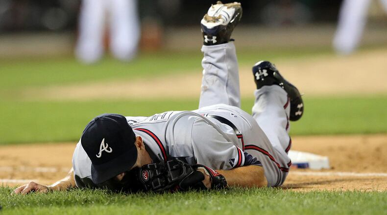 Braves starting pitcher Tim Hudson broke his right ankle as Mets outfielder Eric Young Jr., trying to beat a throw to first base on a ground out, stepped on Hudson’s leg just above the ankle, rolling his ankle inward all the way to the ground in the eighth inning July 25, 2013, at Citi Field.