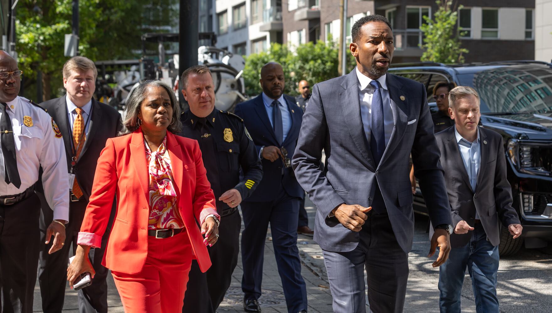 Atlanta, Mayor Andre Dickens said Monday that he took criticism from the public Òto heart.Ó Crews are continuing to work on a broken main on West Peachtree Street in Midtown, with nearby residents warned of impacts to their water service as the crisis reached its fourth day Monday, June 3, 2024. Water had been gushing out of the broken main until Monday morning, when workers were seen pumping out water. (John Spink/AJC)