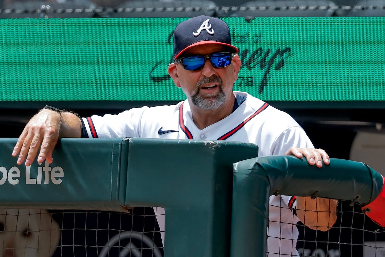Braves manager Walt Weiss watches from the dugout as his team takes on the San Diego Padres on Thursday, July 23, 2026, in Atlanta. The Braves are on their way to winning the NL East. (Erik S. Lesser/AP)