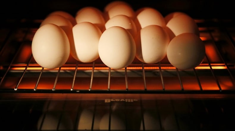 Toaster-Oven "Hard-Boiled" Eggs prepared in a toaster oven on Wednesday, Oct. 28, 2015, in St. Louis. (Chris Lee/St. Louis Post-Disapatch/TNS)