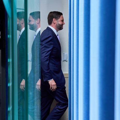 Vice President JD Vance leaves after speaking to reporters in the James Brady Press Briefing Room at the White House, Tuesday, May 19, 2026, in Washington. (AP Photo/Jacquelyn Martin)