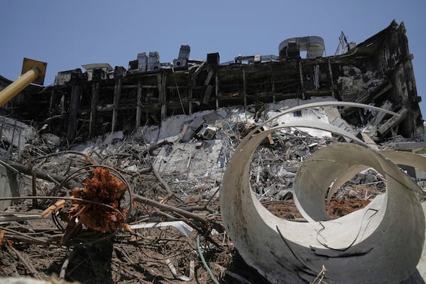 Damage to the Weizmann Institute of Science from an Iranian missile strike in Rehovot, Thursday, June 19, 2025. (AP Photo/Maya Alleruzzo)