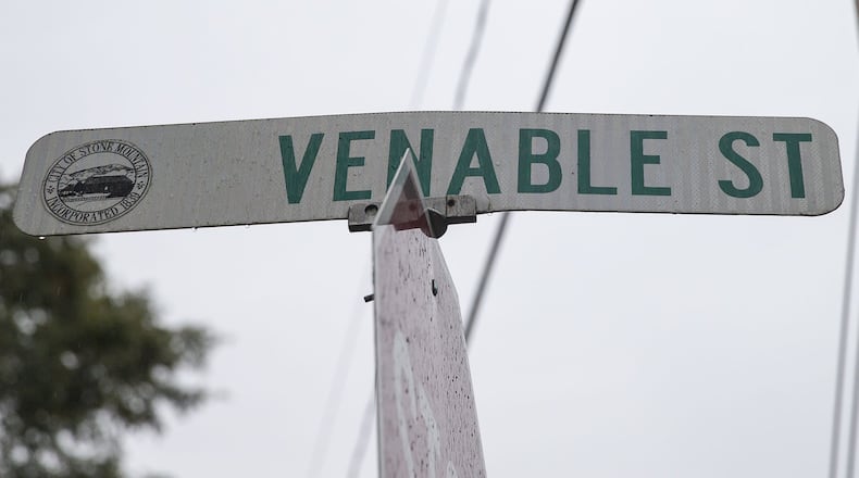 The sign for Venable Street is displayed in Shermantown in Stone Mountain. (Alyssa Pointer/Atlanta Journal Constitution)