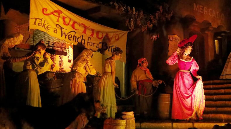 The scene where women are being sold for auction in the Pirates Of The Caribbean ride at Disneyland in Anaheim, Calif., on June 30, 2017. (Gary Coronado/Los Angeles Times/TNS)