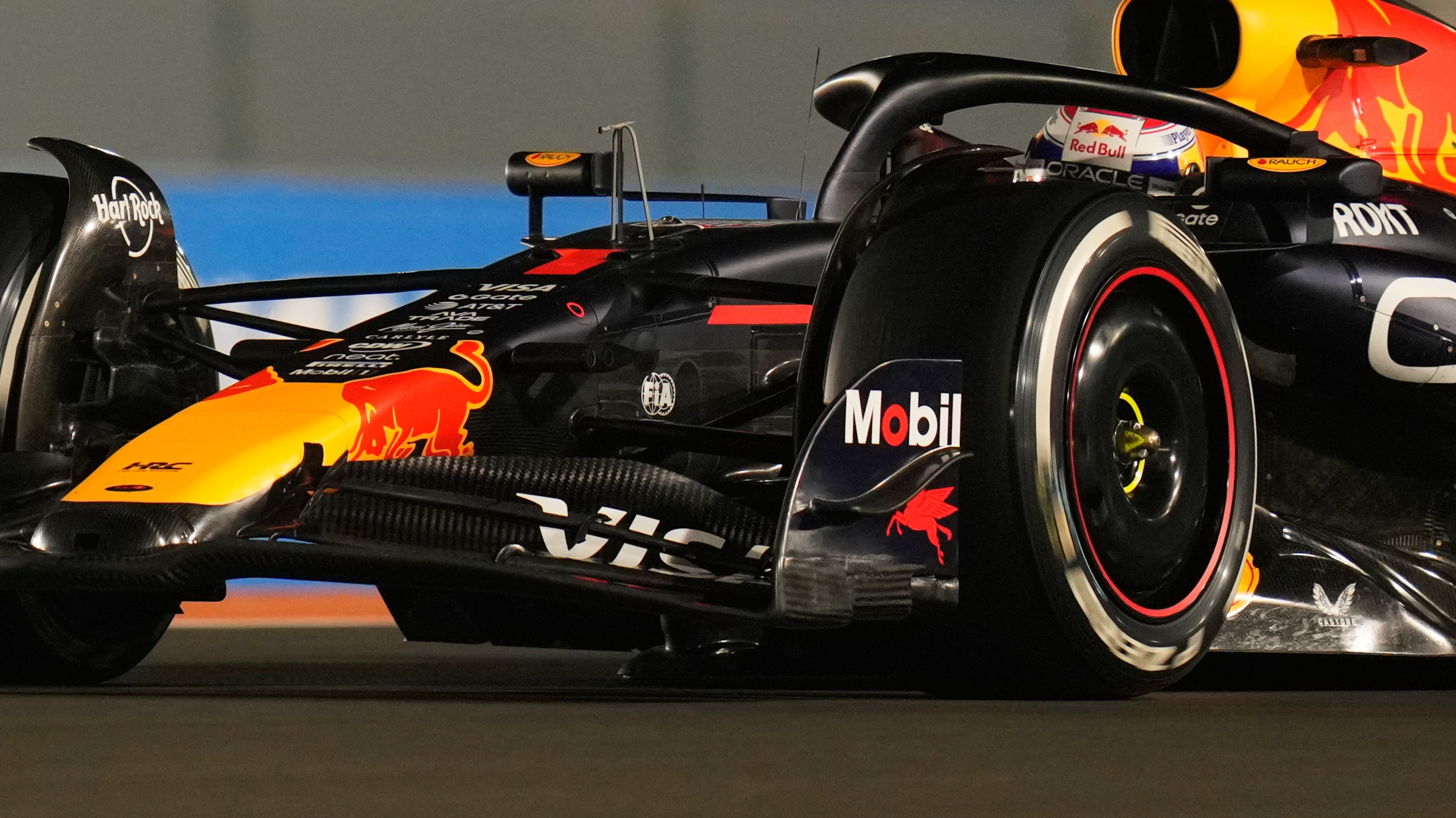 Red Bull driver Max Verstappen of the Netherlands steers his car during the Qatar Formula One Grand Prix, at the Lusail International Circuit, in Lusail, Qatar, Sunday, Nov. 30, 2025. (AP Photo/Darko Bandic)