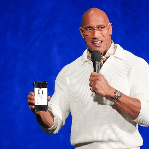 Dwayne Johnson, cast member of the upcoming film "Moana," speaks during the Walt Disney Studios presentation at CinemaCon on Thursday, April 16, 2026, at Caesars Palace in Las Vegas. (Chris Pizzello/AP)