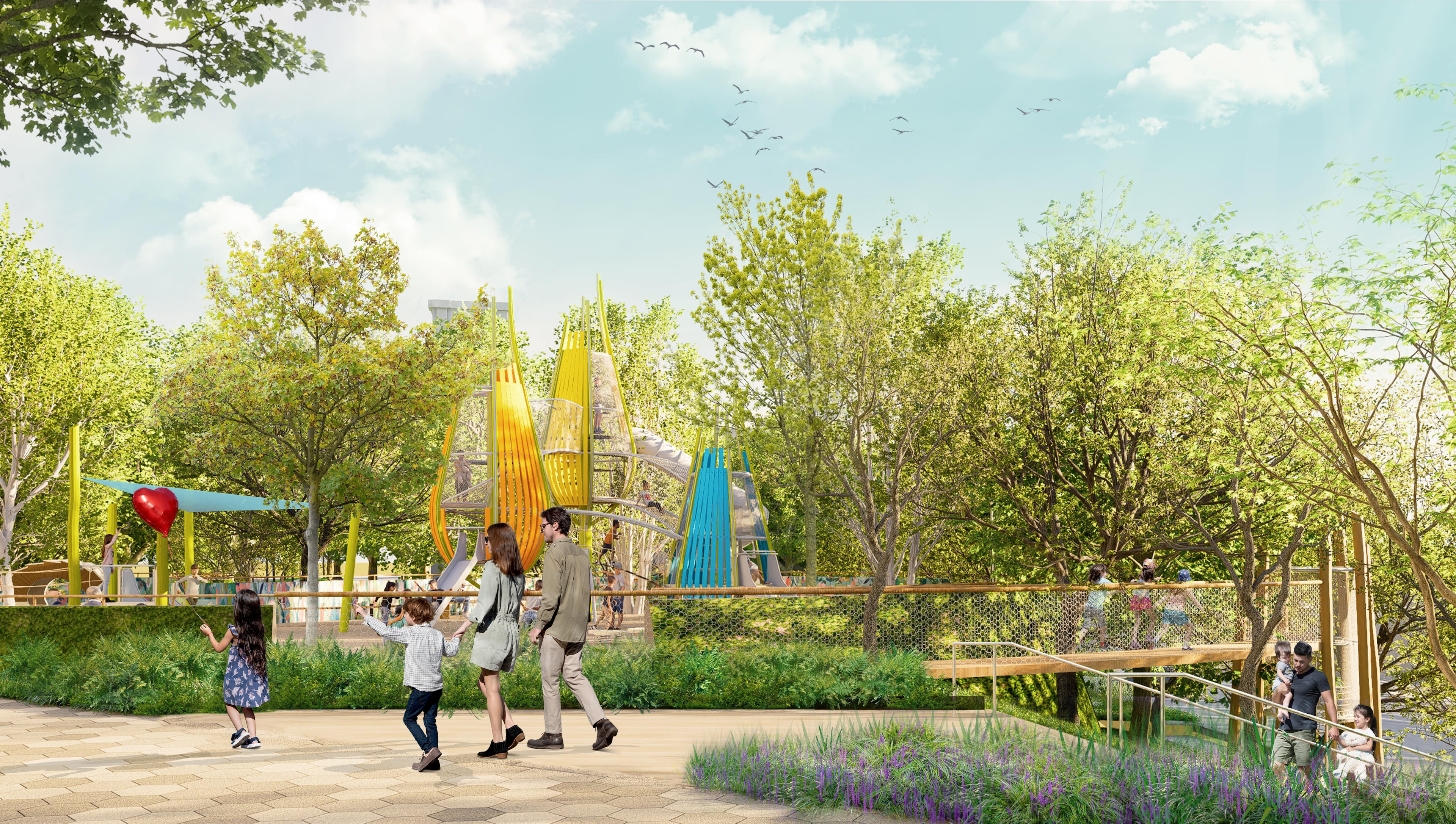This is a rendering of a planned public space called Currier Corridor within the first phase of the Stitch. It was unveiled Wednesday, Oct. 22, 2025, at the inaugural Downtown Day. (Courtesy of Atlanta Downtown Improvement District)