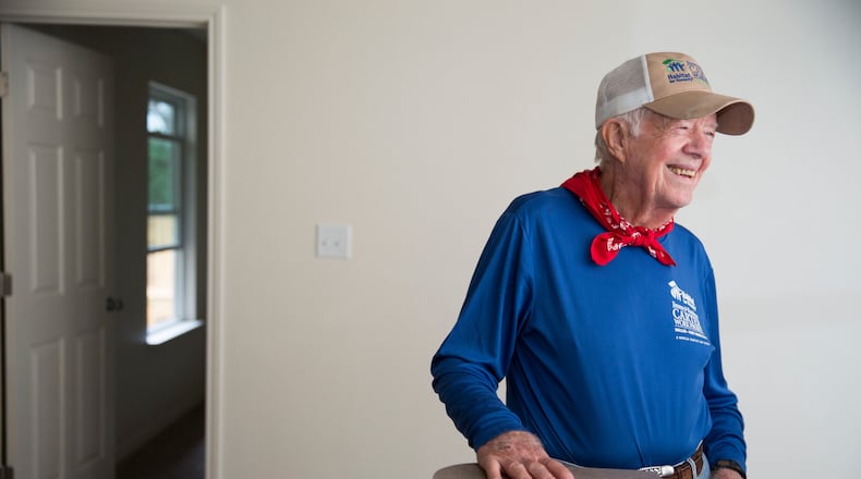 Jimmy Carter stands in the kitchen of a new home, which he helped to build during the 2014 Jimmy & Rosalynn Carter Work Project in Dallas, Texas. (Habitat for Humanity International/Ezra Millstein)