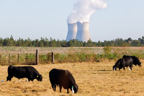 The cooling towers for Units 1 and 2 at Plant Vogtle in Burke County near Waynesboro are seen on Friday, October 14, 2022. (Arvin Temkar / arvin.temkar@ajc.com) (Arvin Temkar / arvin.temkar@ajc.com)
